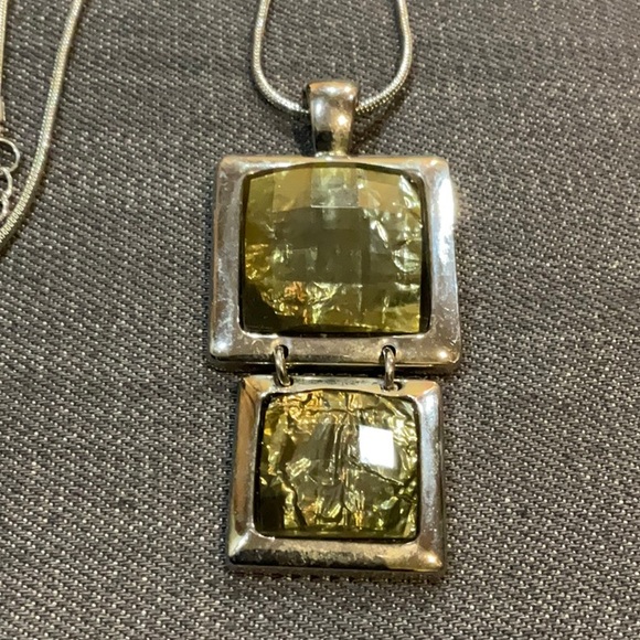 Vintage Lia Sophia Reflex Love Square Drop Necklace - Picture 2 of 5